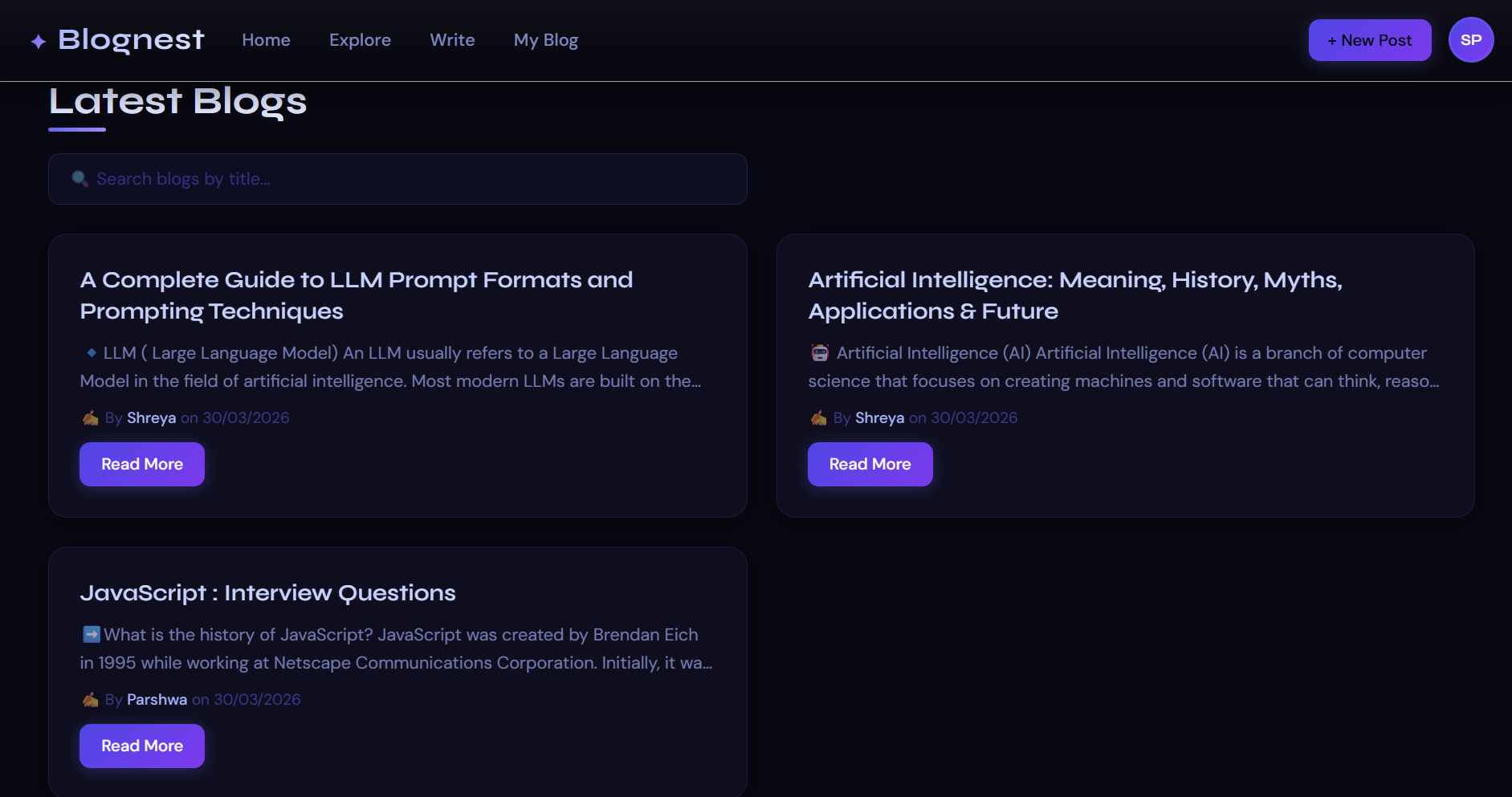 BlogNest Project